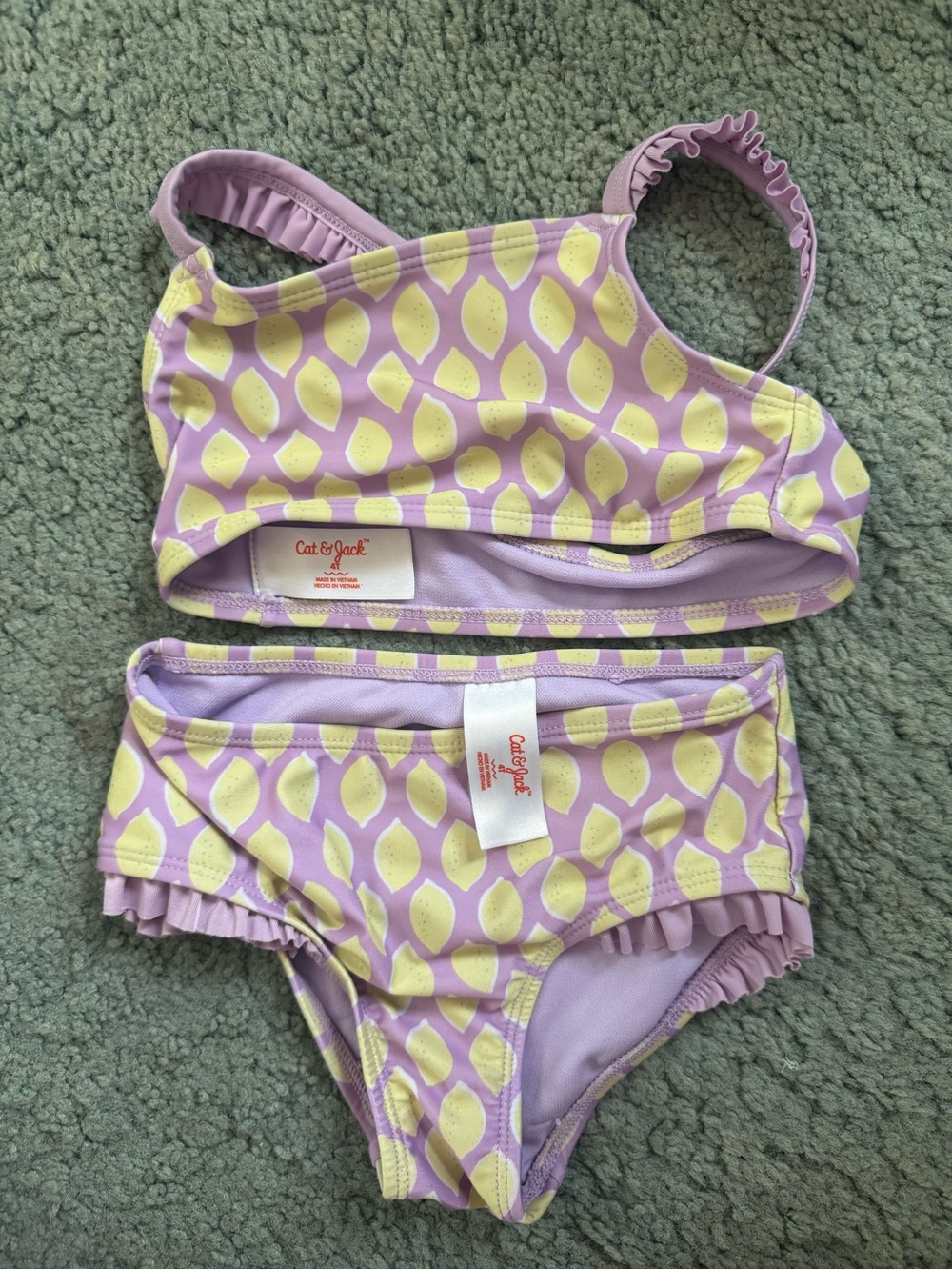 Cat & Jack Lavender and Yellow Ruffle Bikini Set